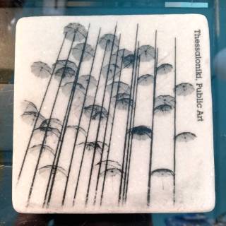 ''The umbrellas'' marble coaster